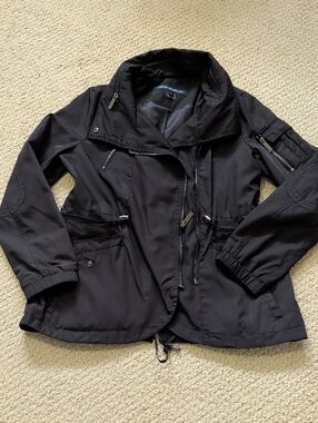 French Connection Black Utility Jacket with Drawcord Waist